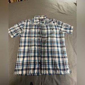 Patagonia short sleeved plaid seersucker shirt XL